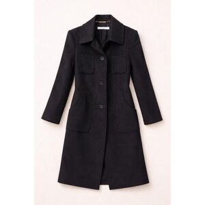 Angelica L Black Cashmere Wool Blend Long Coat Womens Size 2 AF1015J Tailored